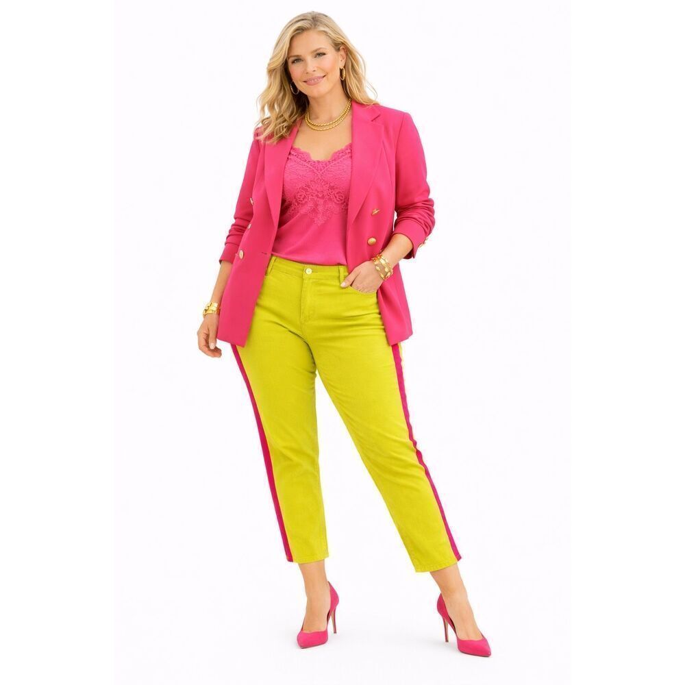 Simply Vera Vera Wang Skinny Ankle Jeans Lime Green Pink Stripe Crop Womens 12